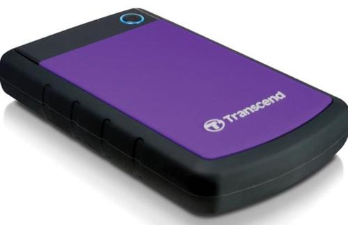 HDD Extern Transcend 25H3P, 2.5 inch, 1TB, USB 3.0, Protectie la soc (Negru/Violet)