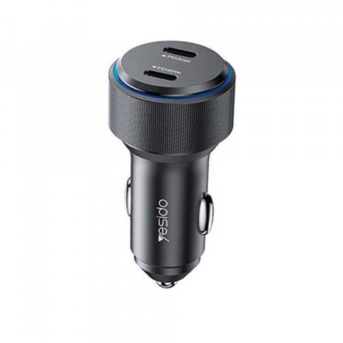 Incarcator auto Yesido Y48, 60W, 2 x USB-C (Negru)