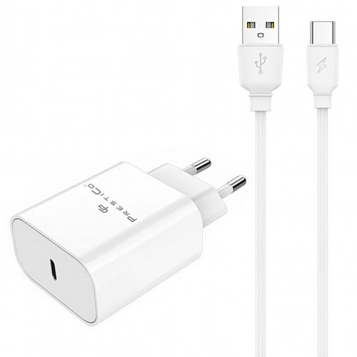 Incarcator retea Prestico F15S-C, 30W, 1 x USB-C (Alb)