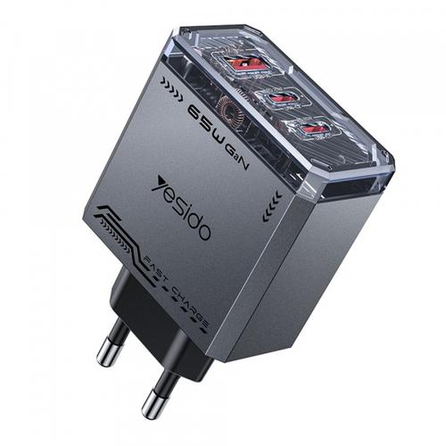 Incarcator retea Yesido YC101, 65W, 1 x USB-A, 2 x USB-C (Negru)