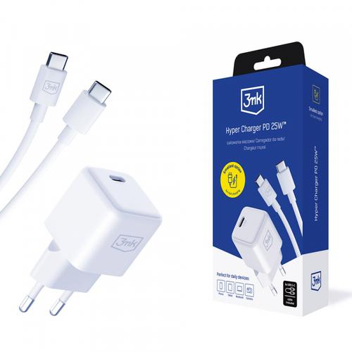Incarcator retea 3MK Hyper, 25W, 1 x USB-C (Alb)