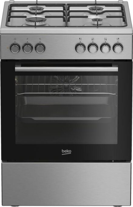 Aragaz Beko FBE62130GXDN, Gaz + Electric, 66 l, 4 arzatoare, Cuptor electric, Curatare cu abur (Negru)