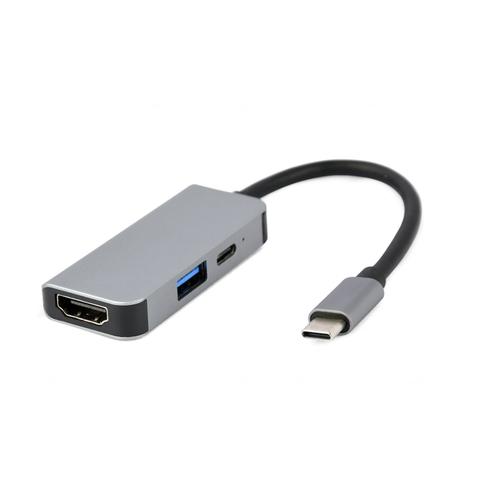 HUB USB Gembird A-CM-COMBO3-02, USB Type C (Gri)