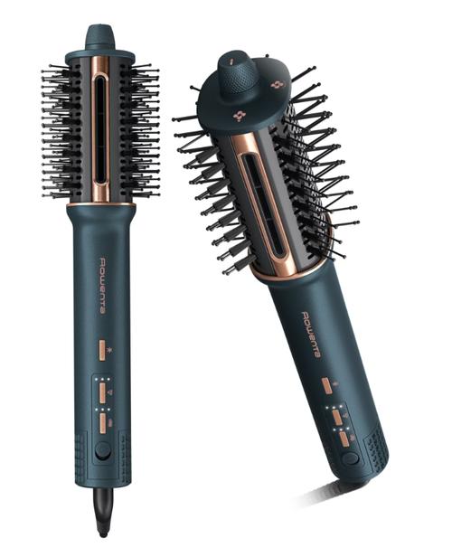 Perie cu aer cald 3 in 1 Rowenta Air Brush 3D UB9720E0, 1100W, non-rotativa, 3 trepte de viteza - temperatura, generator de ioni, functie jet de aer rece, varf rece (Verde/Bronz)