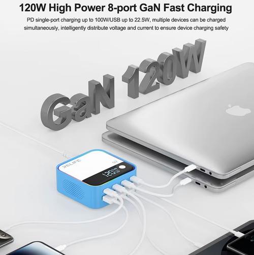 Incarcator Statie Relife Q2, 120W, 5A, 4 x USB-A - 4 x USB-C (Argintiu)