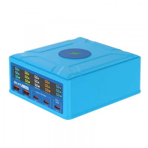 Incarcator Statie Relife RL-304R QI, 260W, 3A, 2 x USB-A - 3 x USB-C (Albastru)
