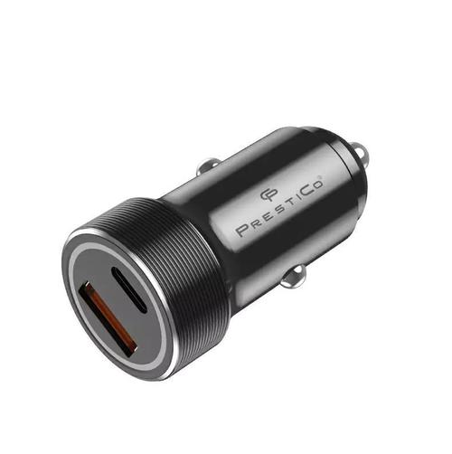 Incarcator Auto Prestico K2A, 20W, 3A, 1 x USB-A - 1 x USB-C (Negru)