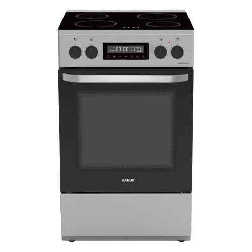 Aragaz Samus SM669VDE, Electric, 4 zone de gatit vitroceramice, 59 l, Timer digital, Touch Control, Display digital (Inox) 1 Aragaz Samus SM669VDE, Electric, 4 zone de gatit vitroceramice, 59 l, Timer digital, Touch Control, Display digital (Inox)