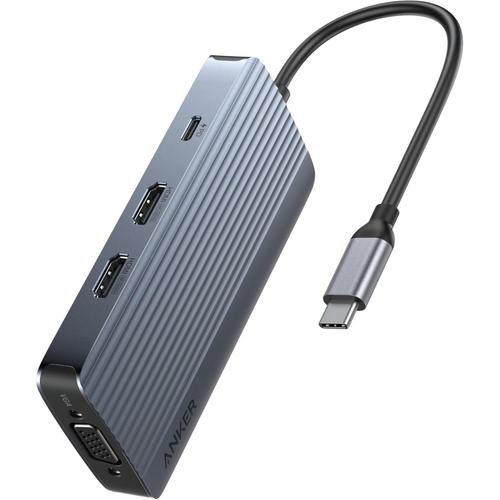 Hub Anker USB-C 8 in 1 A83790A2, USB-C Docking Station Triple Display, Transfer de date de 5Gbps, 85 W Iesire USB-C (Gri) 1 Hub Anker USB-C 8 in 1 A83790A2, USB-C Docking Station Triple Display, Transfer de date de 5Gbps, 85 W Iesire USB-C (Gri)