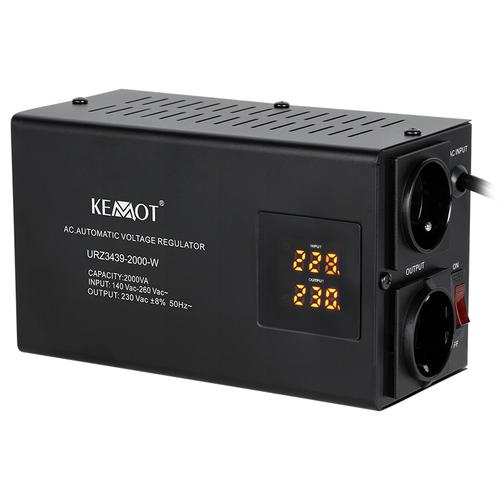 Stabilizator de tensiune automat KEMOT URZ3439, 2000VA/1400 W, 2 x Schuko 1 Stabilizator de tensiune automat KEMOT URZ3439, 2000VA/1400 W, 2 x Schuko