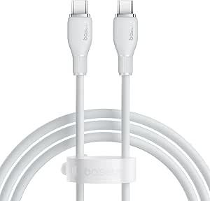Cablu de date Baseus Pudding, USB Type-C la USB Type-C, 100W, 1.2m, Alb 1 Cablu de date Baseus Pudding, USB Type-C la USB Type-C, 100W, 1.2m, Alb