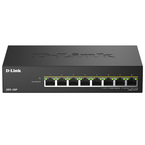 Switch D-Link DMS-108P, 8 porturi, PoE