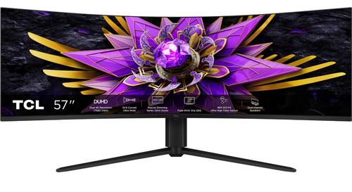 Monitor Gaming Curbat QD-mini LED TCL 57R94 57inch, Dual UHD (7680x2160), 120Hz, 1ms, AMD FreeSync™ Premium, NVIDIA G-Sync Compatible, R1000, Boxe 10W x2, USB Type-C 90W, Hub USB, 2x HDMI, DisplayPort, Pivot, VESA (Alb)