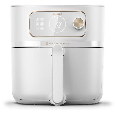 Friteuza cu aer cald Philips Airfryer Combi XXL conectat HD9876/20, tehnologie Rapid CombiAir, conectat cu HomeID, capacitate XXL de 2 kg/8,3 l, 22 de functii de gatit (Alb)
