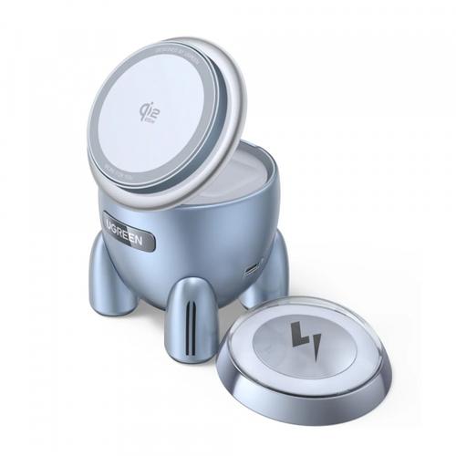 Incarcator Wireless UGREEN W713 2in1, 25W, Incarcare Wireless 15 W (Albastru)