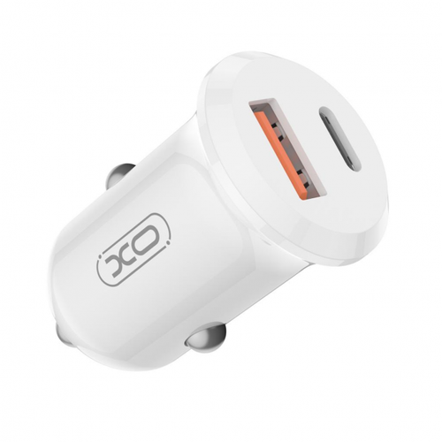 Incarcator Auto XO Design CC69, 30W, 3A, 1 x USB-A - 1 x USB-C (Alb)