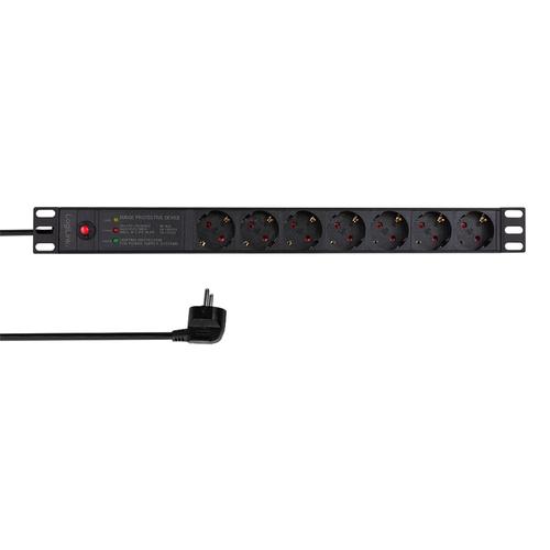 Prelungitor PDU LOGILINK 1U pentru rack 19 inch, 7 prize Schuko, intrare Schuko, max 16 A, ON/OFF, prot. suprasarcina, filtru de linie, IP20, 2 m (Negru) 1 Prelungitor PDU LOGILINK 1U pentru rack 19 inch, 7 prize Schuko, intrare Schuko, max 16 A, ON/OFF, prot. suprasarcina, filtru de linie, IP20, 2 m (Negru)