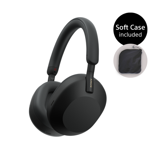 Casti Stereo Wireless Over Ear Sony WH1000XM5SAB, Noise Cancelling, Bluetooth, Senzor Touch Volum (Negru)