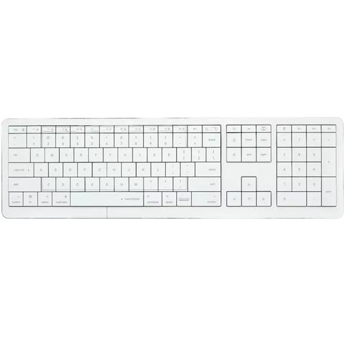 Tastatura Wireless CLEVETURA CLVX 1, layout ANSI US, USB/Bluetooth, Aluminiu, iluminare RGB, Mac/iPad/AppleTV, Touchpad integrat, Alb