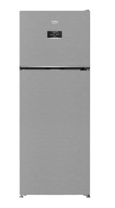 Frigider cu doua usi Beko B3RDNE504HXB, 477 L, NoFrost, HarvestFresh, AeroFlow, XXL Bottle Holder, Clasa E, H 186.5 cm (Argintiu)