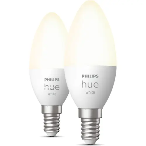 Pachet 2 becuri LED inteligente Philips Hue, Bluetooth, Zigbee, lumanare, E14, 5.5W, 470 lm, lumina alba calda (2700K) 1 Pachet 2 becuri LED inteligente Philips Hue, Bluetooth, Zigbee, lumanare, E14, 5.5W, 470 lm, lumina alba calda (2700K)