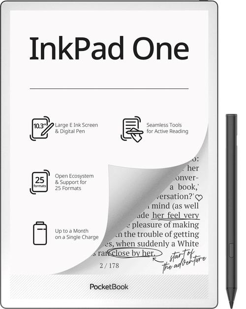 eBook Reader PocketBook InkPad One, Ecran E Ink Mobius 10.3inch, Procesor Quad Core Rockchip RK3566 1.8GHz, 2GB RAM, 32GB Flash, Wi-Fi, Bluetooth, USB-C, Active Stylus (Negru)