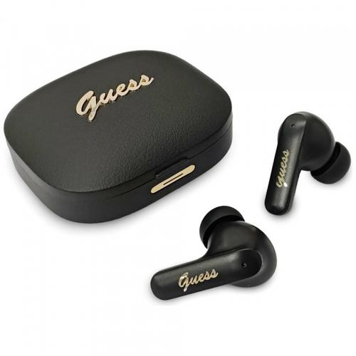Casti True Wireless Guess Script Metal Logo, Bluetooth, Negru