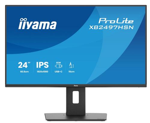 Monitor IPS LED Iiyama ProLite 23.8inch XB2497HSN-B1, Full HD (1920 x 1080), HDMI, DisplayPort, Boxe, Pivot, 100 Hz, 1 ms (Negru)