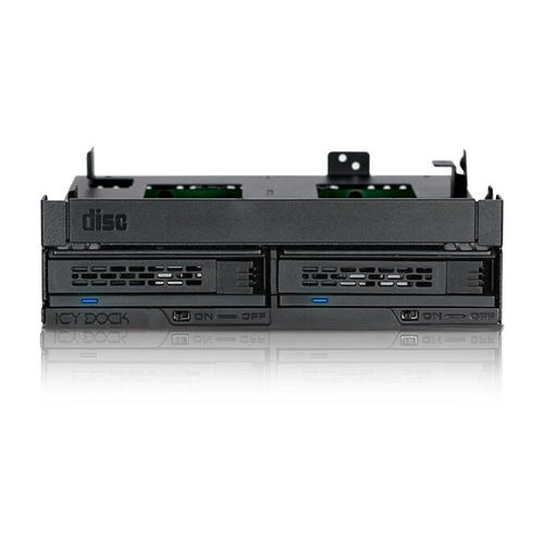 Rack mobil Icy Dock MB732SPO-B, MetalPlastic, 2x2.5inch + Ultra Slim/Slim Optical Drive Slot pentru Bay 5.25inch (Negru)