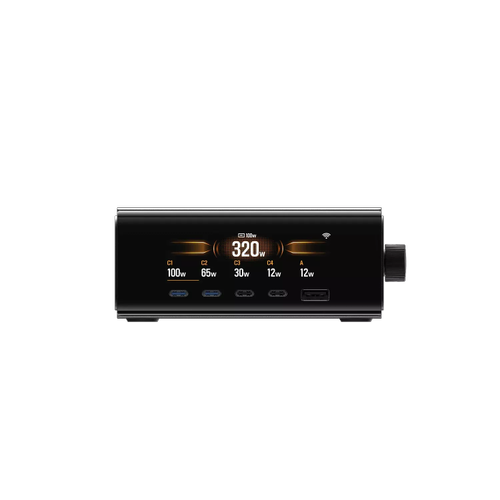 Incarcator si statie de incarcare EcoFlow RAPID Pro 320W, 5 porturi GaN, 4 × USB-C, 1 × USB-A (Negru) 1 Incarcator si statie de incarcare EcoFlow RAPID Pro 320W, 5 porturi GaN, 4 × USB-C, 1 × USB-A (Negru)