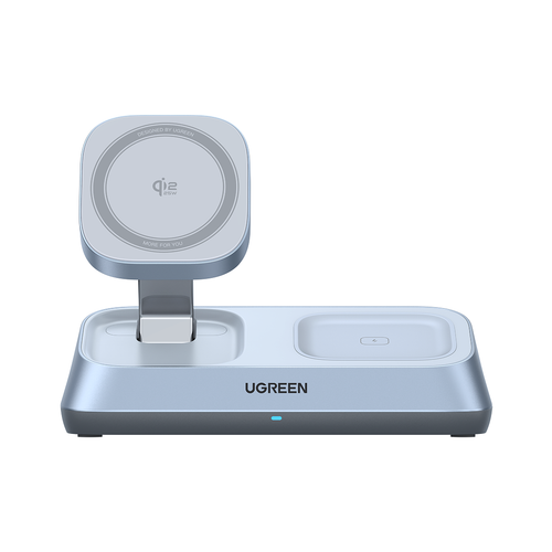 Incarcator wireless magnetic Ugreen 3-in-1 MagSafe Qi2, 25W (Albastru) 1 Incarcator wireless magnetic Ugreen 3-in-1 MagSafe Qi2, 25W (Albastru)