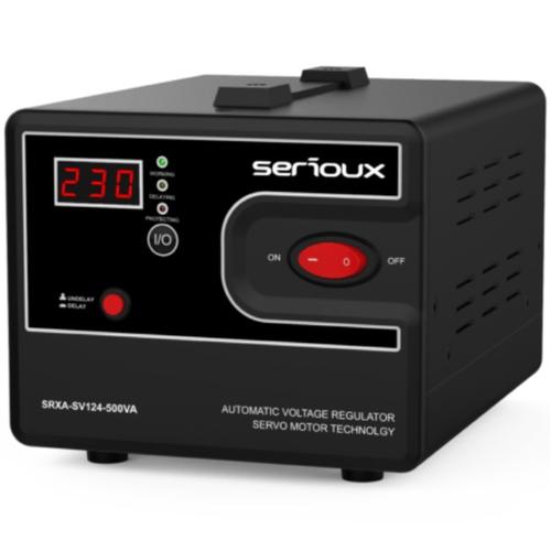Stabilizator de tensiune cu servomotor Serioux SRXA-SV124-500VA, 500VA, IP20, protectie tensiune scazuta, supratensiune, scurtcircuit,supraincalzire
