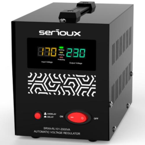 Stabilizator de tensiune cu releu Serioux SRXA-RL101-2000VA, 2000VA, IP20, protectie tensiune scazuta, supratensiune, scurtcircuit,supraincalzire