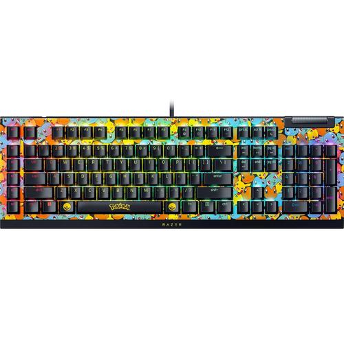 Tastatura Gaming Mecanica Razer BlackWidow V4 X Pokemon Kanto Starters Edition, USB, Chroma RGB, Swtich-uri Green Clicky, Layout US (Negru)
