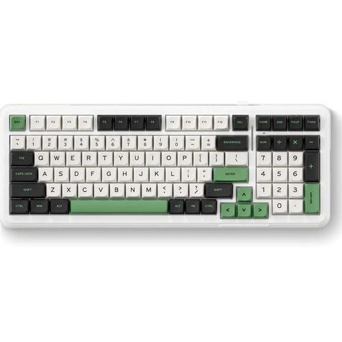 Tastatura mecanica gaming MCHOSE K99 Green, 99 taste (98%), switch-uri KTT Hyacinth pre-lubrifiate, iluminare RGB 360°, conectare 2.4 GHz/BT/Type-C, 6 straturi de izolare fonica, hot-swap, software personalizabil, baterie 6000 mAh