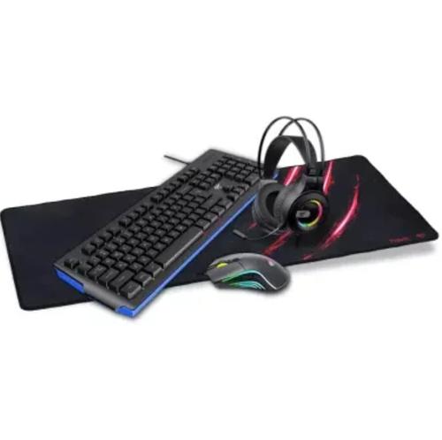 Bundle gaming 4 in 1, tastatura, mouse, mousepad si casti gaming HAVIT KB4795M, USB/plug 3.5, 19 taste anti-ghosting, US Layout (Negru)