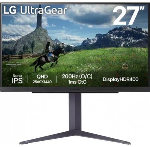 Monitor Gaming IPS LED LG 27inch 27GS85QX-B, QHD (2560 x 1440), HDMI, DisplayPort, Pivot, 200 Hz, 1 ms (Negru)