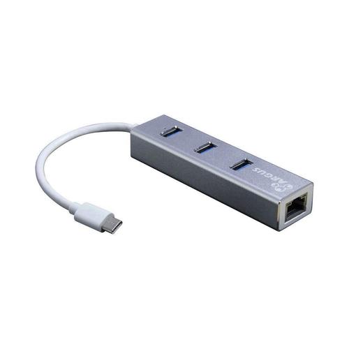 HUB USB Inter-Tech Argus IT-410-S, USB Type-C - RJ45 Gigabit, 3 x USB 3.0 (Argintiu) 1 HUB USB Inter-Tech Argus IT-410-S, USB Type-C - RJ45 Gigabit, 3 x USB 3.0 (Argintiu)
