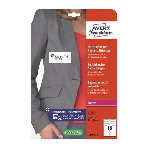 Etichete ecuson Avery Zweckform L4783-20, autoadezive, 16/A4, 88,9x31 mm, 20 coli/top 1 Etichete ecuson Avery Zweckform L4783-20, autoadezive, 16/A4, 88,9x31 mm, 20 coli/top