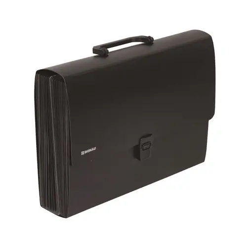 Servieta din plastic DONAU, 26 compartimente si index, 330 x 240 x 75 mm, negru