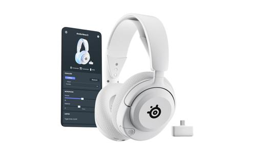 Casti Gaming SteelSeries Arctis Nova 5 Wireless, Over-ear, Pentru PC, Microfon, Autonomie 60 ore (Alb)