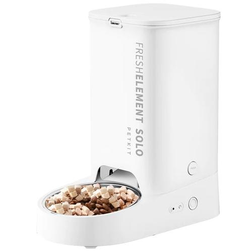 Dispenser/Dozator automat mancare animale de companie Petkit, Fresh Element Solo, 3l, WiFi, Bluetooth, vas din otel (Alb)