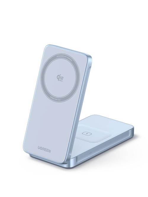 Incarcator Wireless Ugreen MagFlow W756-55963 2-in-1 Qi2.2, 25W (Albastru)