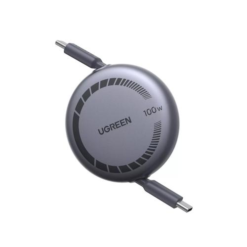Cablu de date Ugreen Nexode USB-C la USB-C PD Fast Charge, retractabil, 100W, 1m (Gri)
