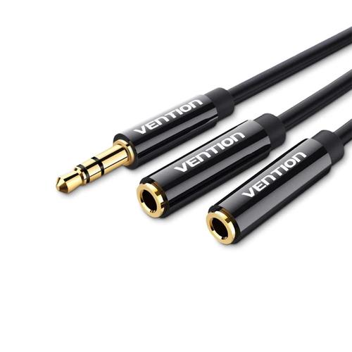 Cablu Audio Splitter Vention, 3,5mm Tata la 2 x 3,5mm Mama, 0.3m (Negru) 1 Cablu Audio Splitter Vention, 3,5mm Tata la 2 x 3,5mm Mama, 0.3m (Negru)