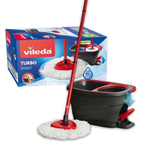 Set curatenie Vileda Turbo Smart System, Galeata, Mop, Maner  (Negru/Rosu)