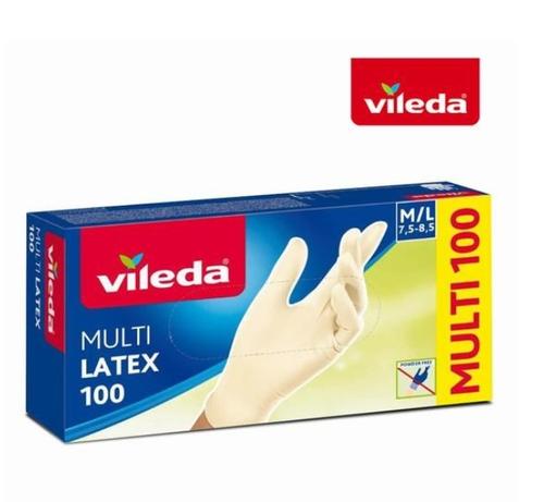 Set 100 Manusi de unica folosinta Vileda Multi Latex, 100 bucati, M/L (Bej)