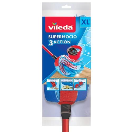 Mop cu maner Vileda 3Action Velour XL 140008 (Rosu/Albastru)
