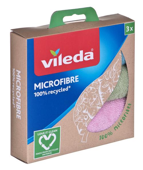 Lavete Microfibra Vileda 168310, 100% Reciclate, 3 bucati (Multicolor)