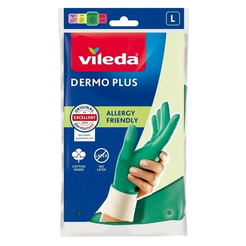 Manusi Vileda Dermo Plus 177722, L, Bumbac/Nitril (Verde)